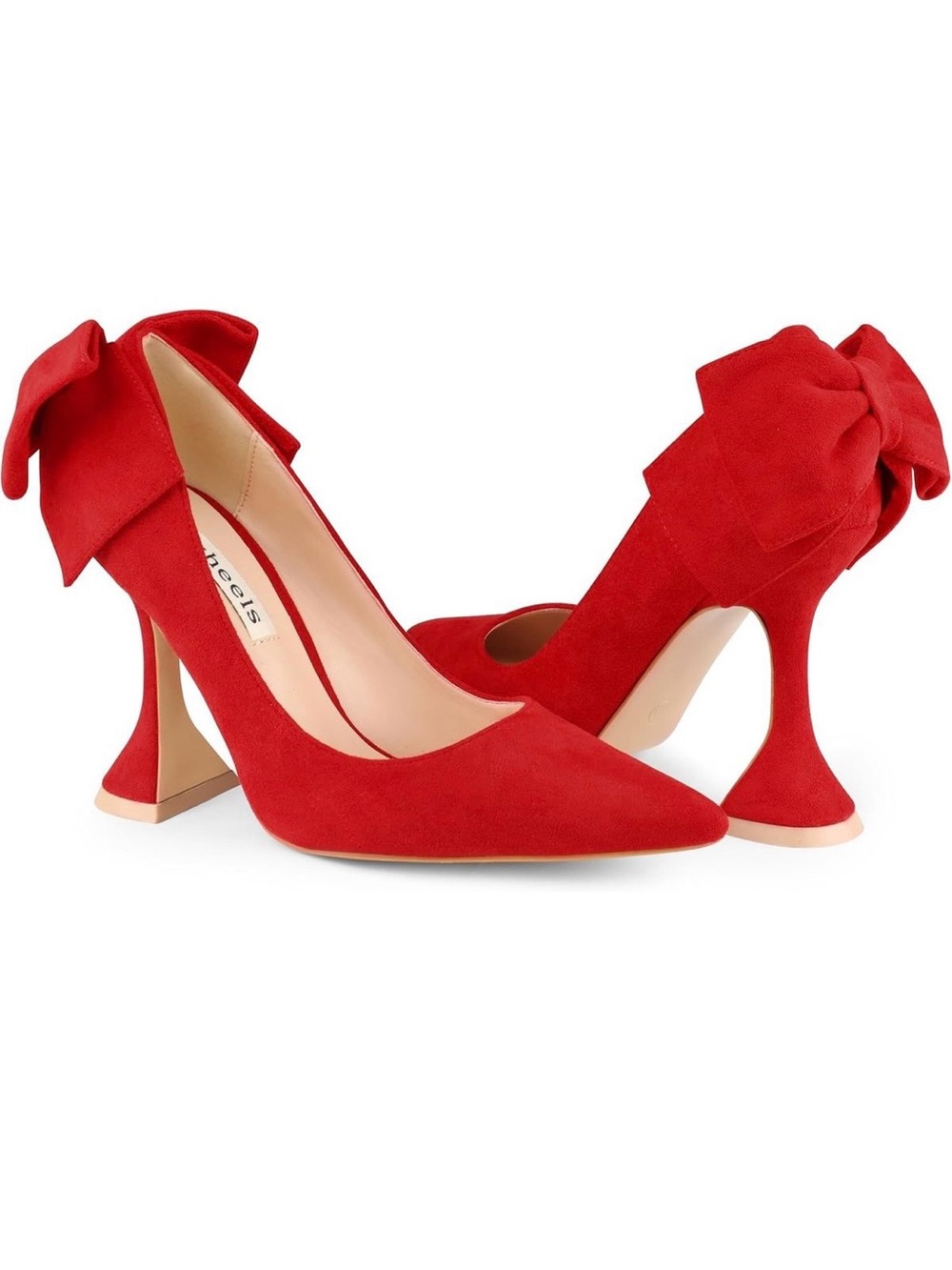 Zzheels Women’s Red Suede Bow Accent Pumps - US Size 8